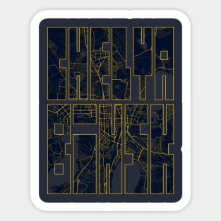 Chelyabinsk, Russia City Map Typography - Gold Art Deco Sticker